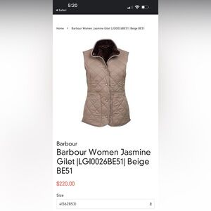 Barbour Womens jasmine jilet vest beige size 4